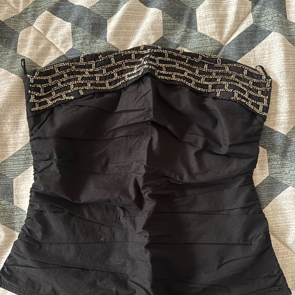 Zara Black Strapless Top with Zipper Detail